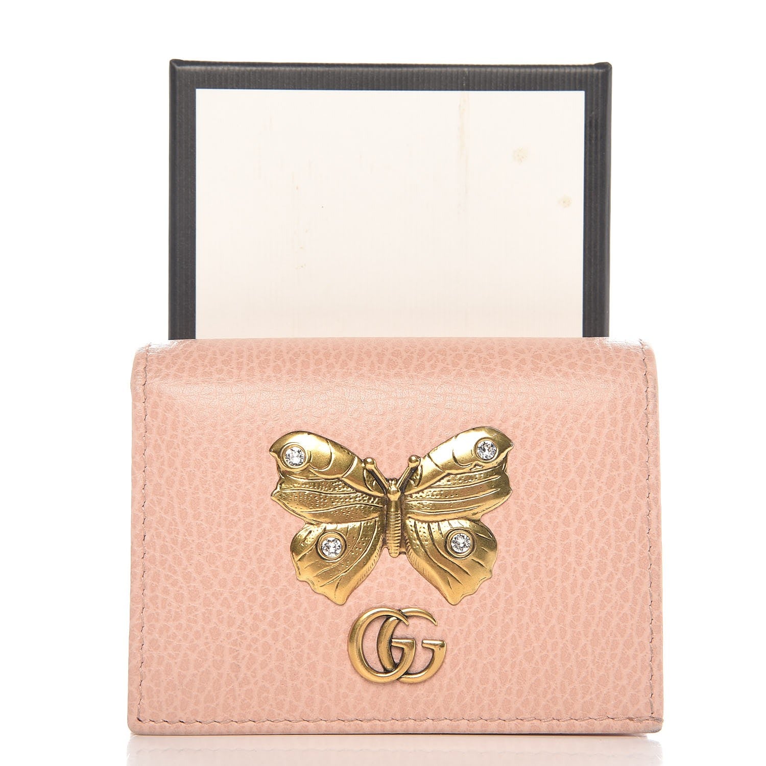 Gucci Pebbled Calfskin Butterfly Card Case Perfect Pink 8 of 8