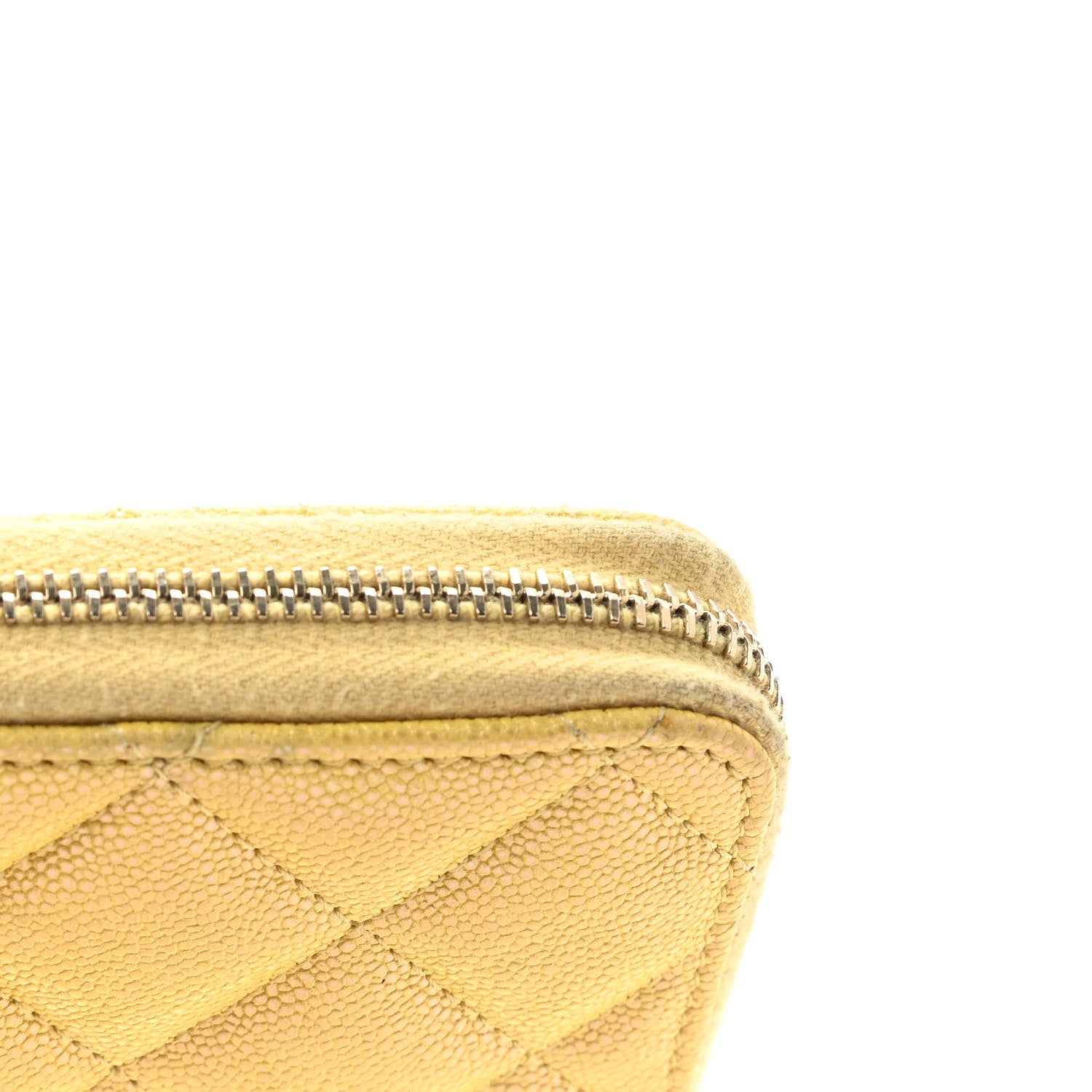 Chanel Iridescent Caviar Quilted Medium Zip Around Wallet Yellow 10 of 10