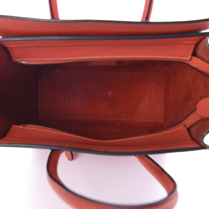 Celine Drummed Calfskin Nano Luggage Vermillion 5 of 15