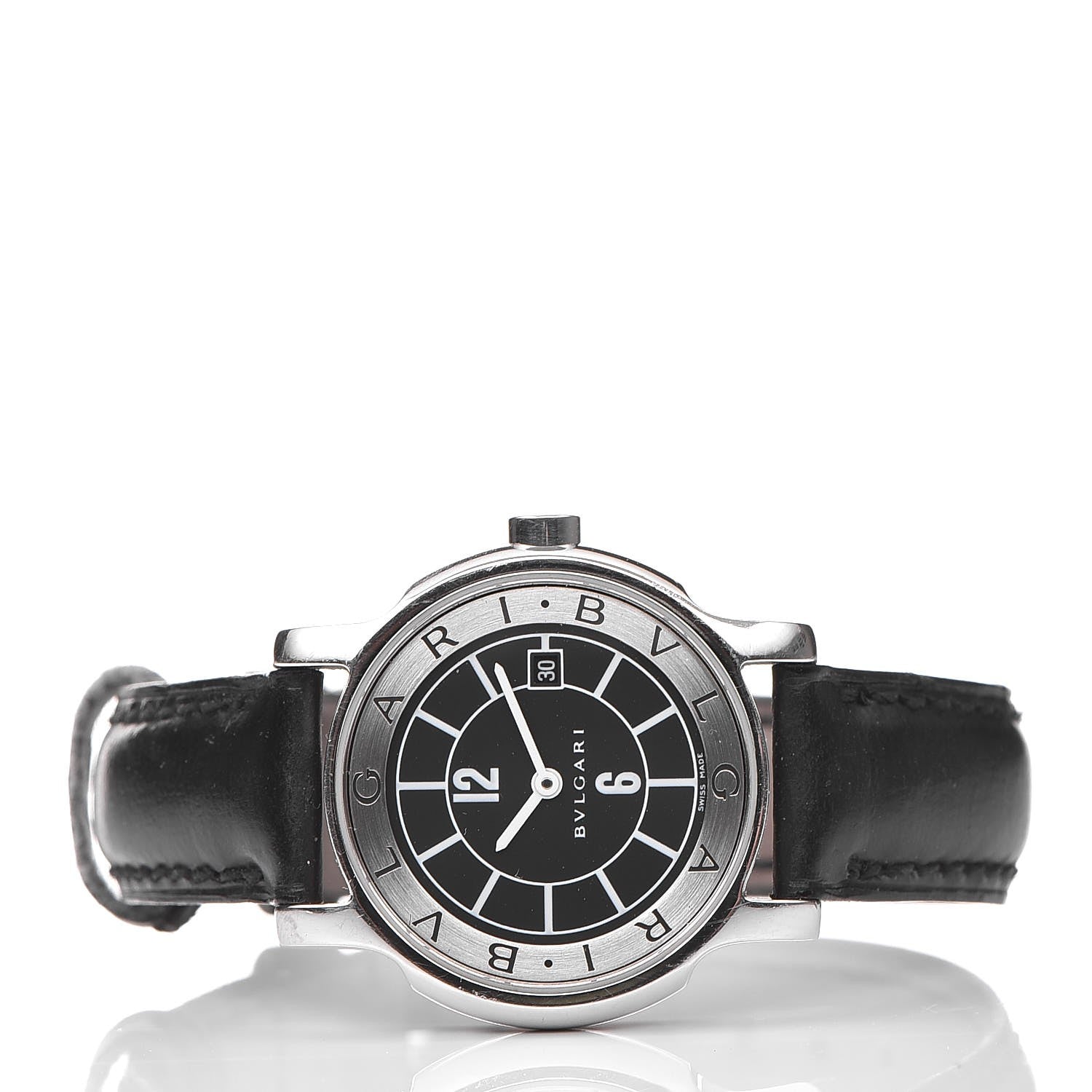 Bulgari Stainless Steel Calfskin 29mm Solotempo Quartz Watch Black 3 of 8