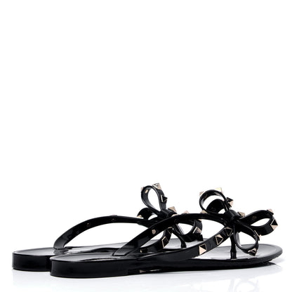 Valentino Garavani PVC Jelly Rockstud Bow Thong Sandals 37 Black 3 of 6