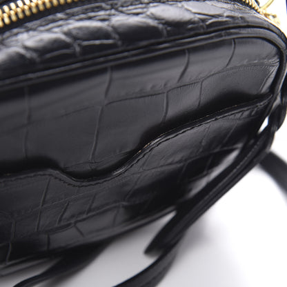 Alexander McQueen Calfskin Crocodile Embossed Camera Shoulder Bag Black 11 of 12