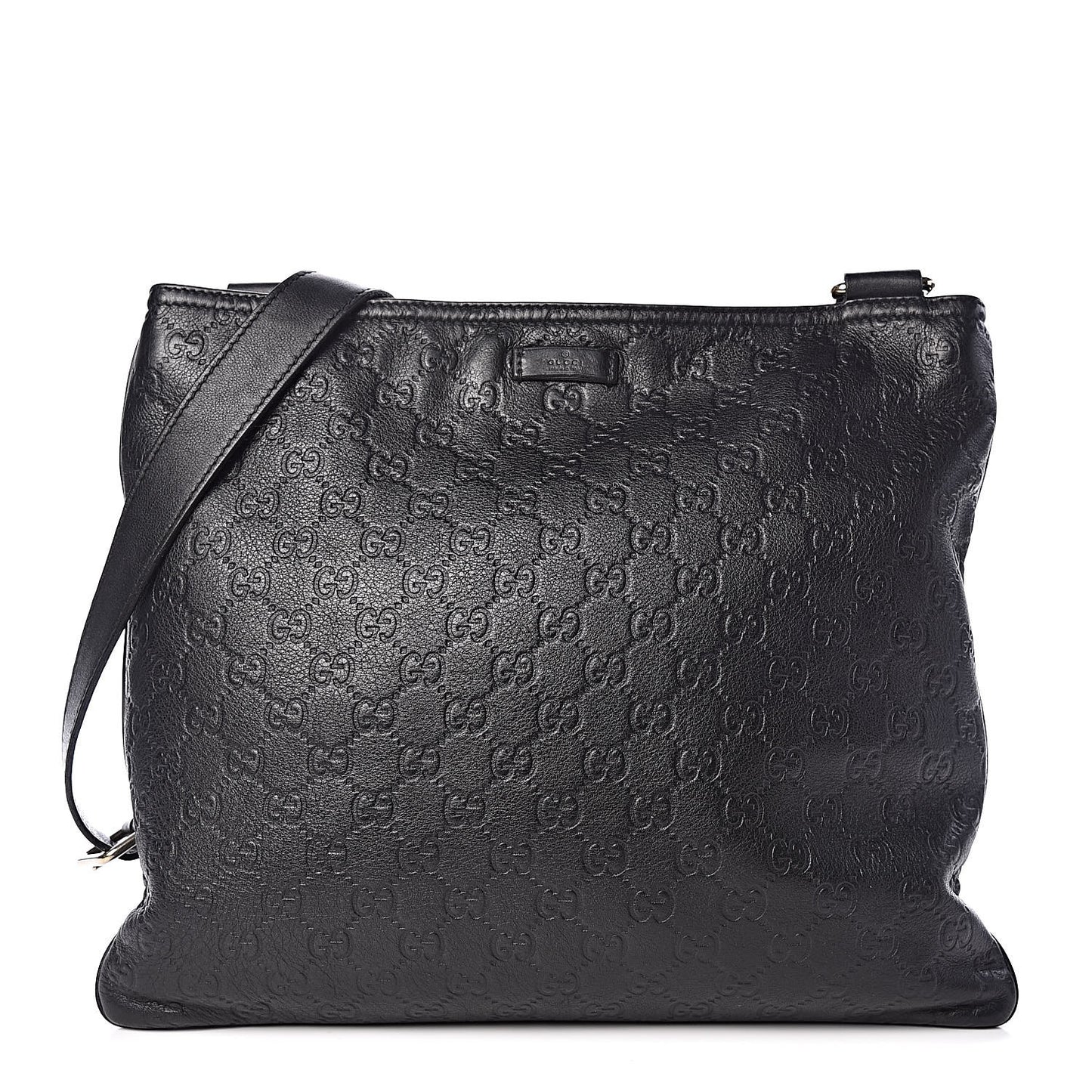 Guccissima Medium Flat Messenger Bag Black
