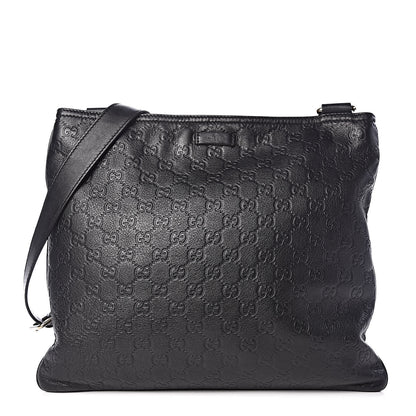 Gucci Guccissima Medium Flat Messenger Bag Black 1 of 10