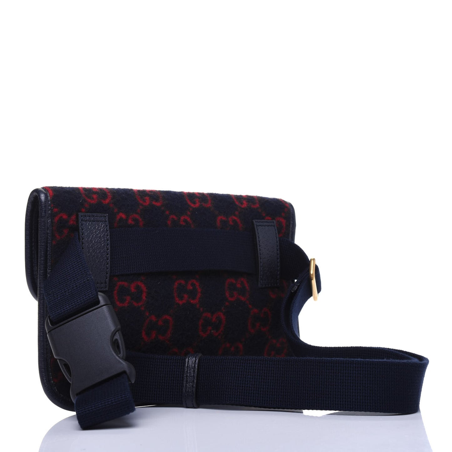 Covered Wool GG Monogram Slim Belt Bag Navy Red
