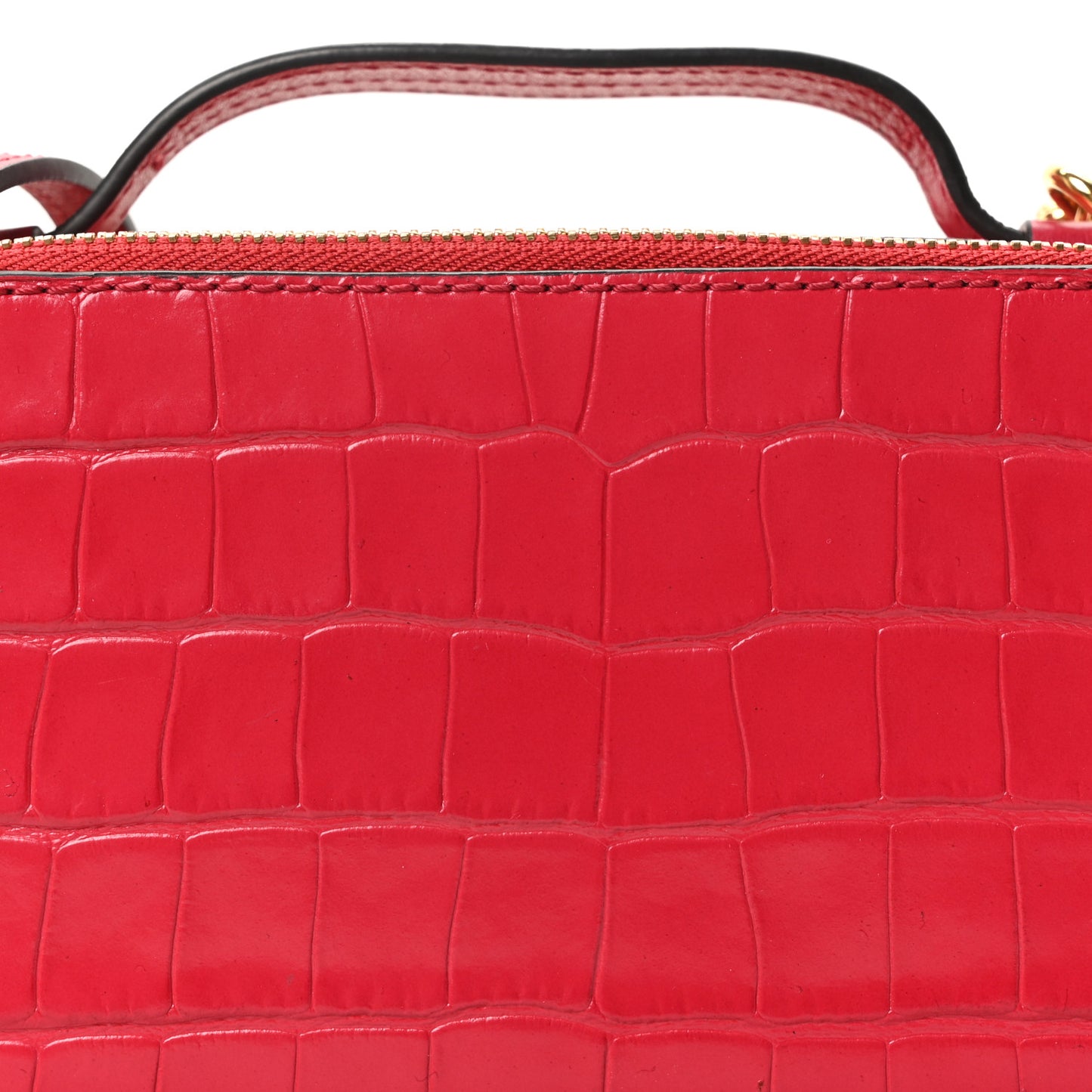 Calfskin Crocodile Embossed Mini C Vanity Bag Red