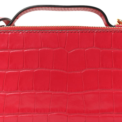 Chloe Calfskin Crocodile Embossed Mini C Vanity Bag Red 7 of 9