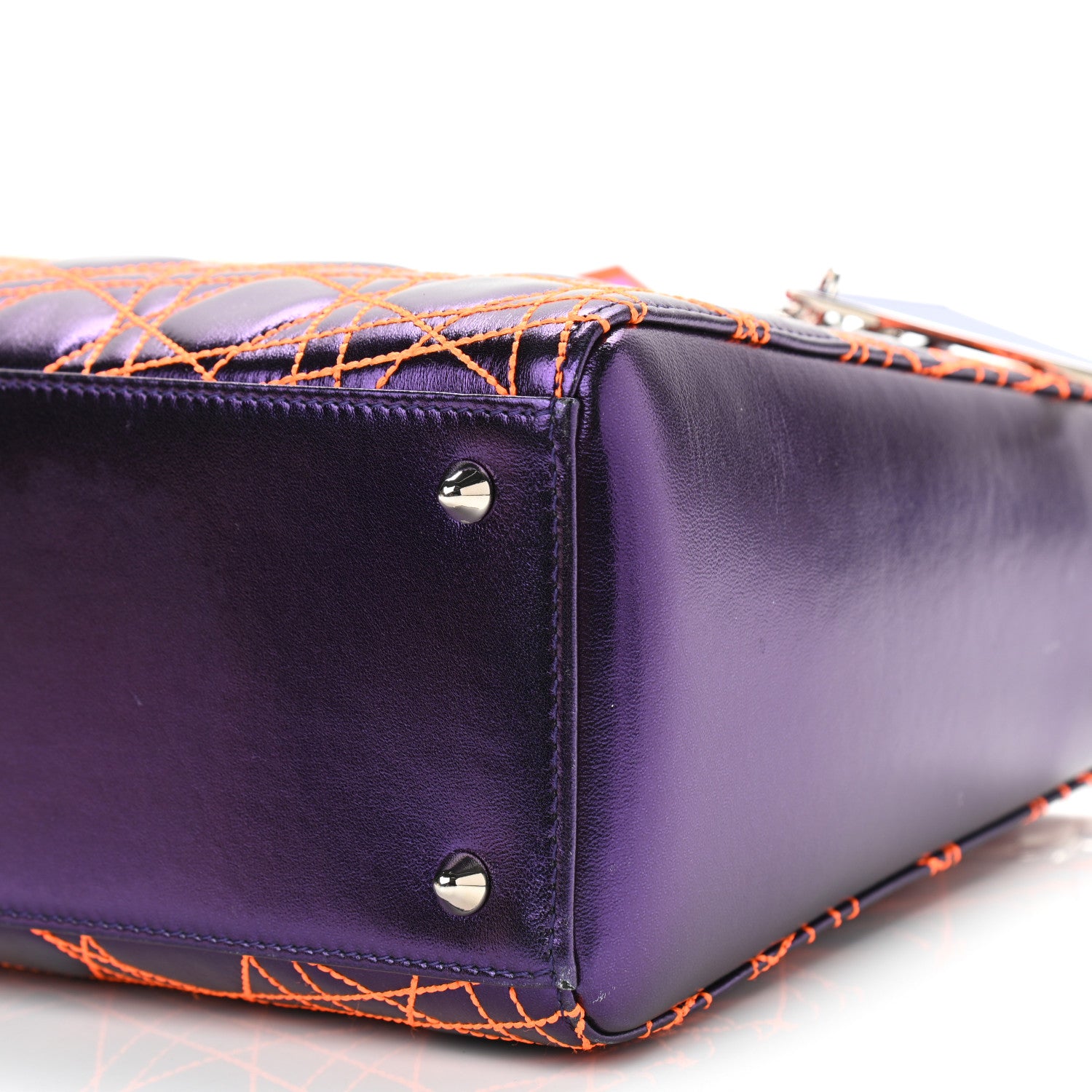 Christian Dior Metallic Lambskin Cannage Medium Anselm Reyle Lady Dior Purple Orange 10 of 15