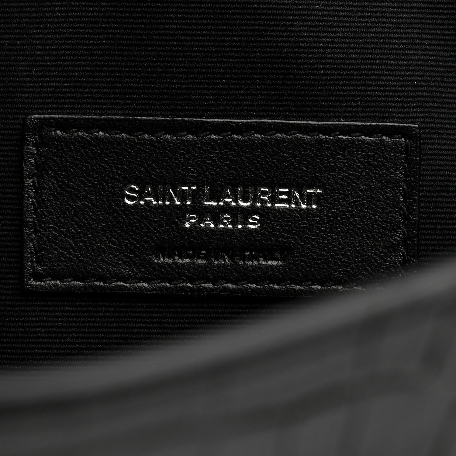 Saint Laurent Calfskin Crocodile Embossed Uptown Monogram Pouch Black 6 of 8