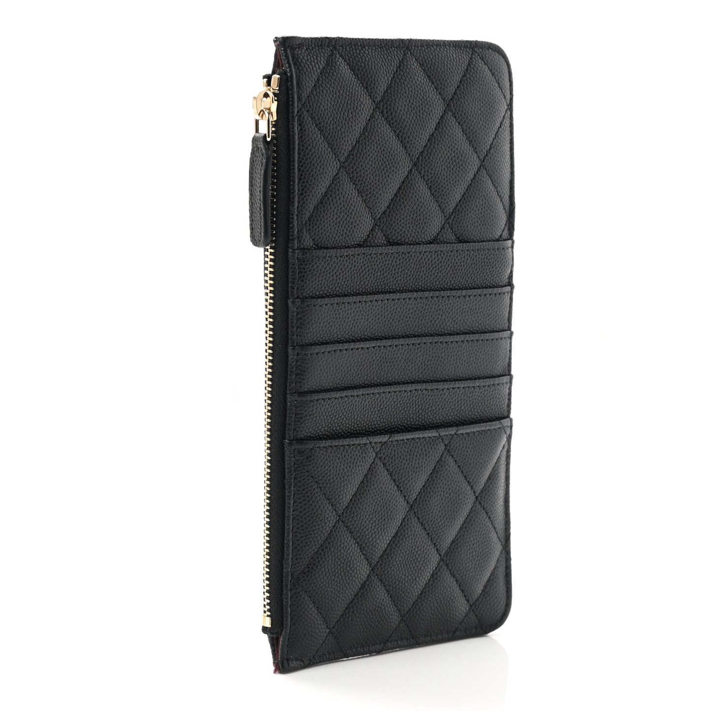 Caviar Quilted Classic Flat Wallet Pouch Black