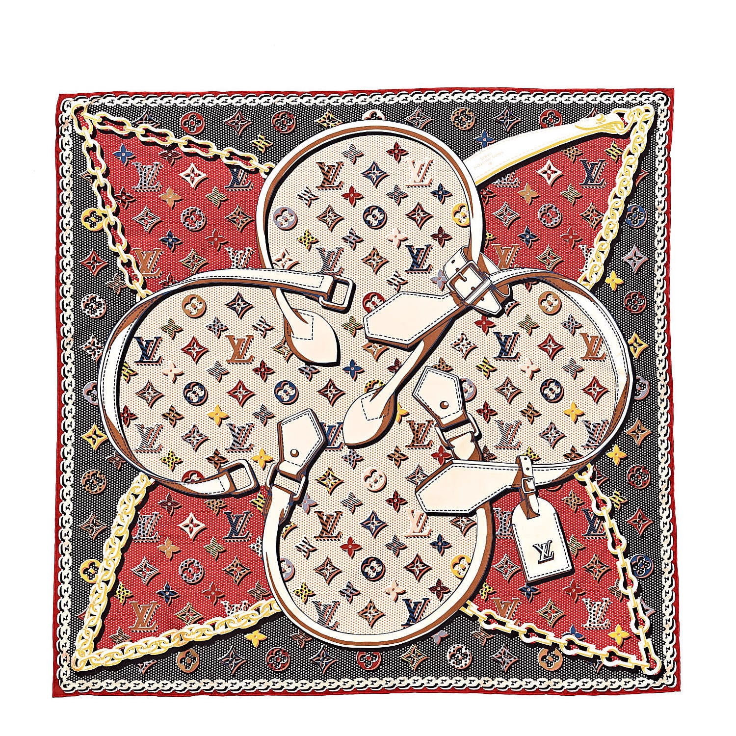 Louis Vuitton Silk Monogram Pop Square Scarf Beige 1 of 3