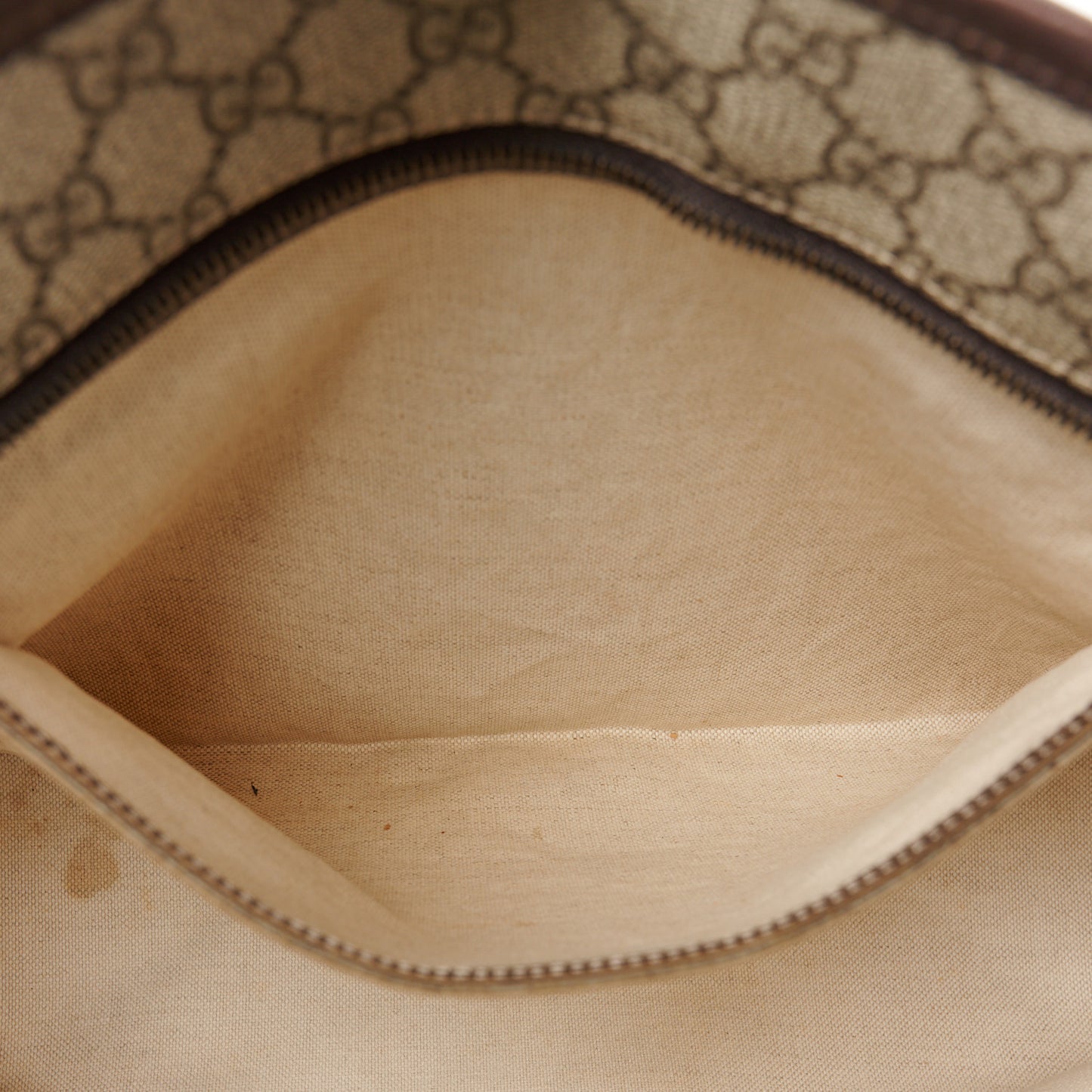 GG Supreme Monogram Medium Zippered Shopping Tote Dark Brown