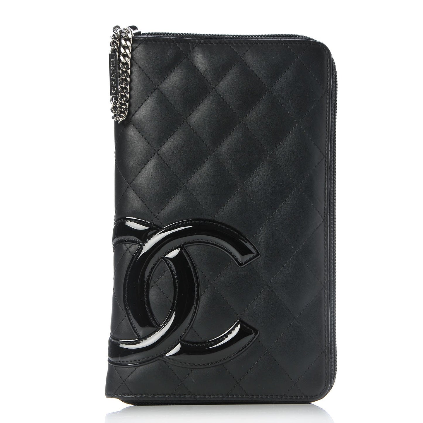 Calfskin Cambon Zip Around Organizer Wallet Black