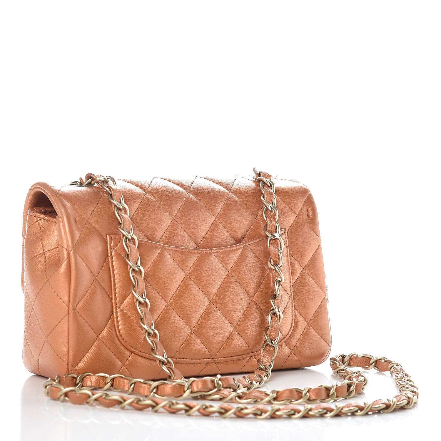 Chanel Metallic Lambskin Quilted Mini Rectangular Flap Copper 3 of 15