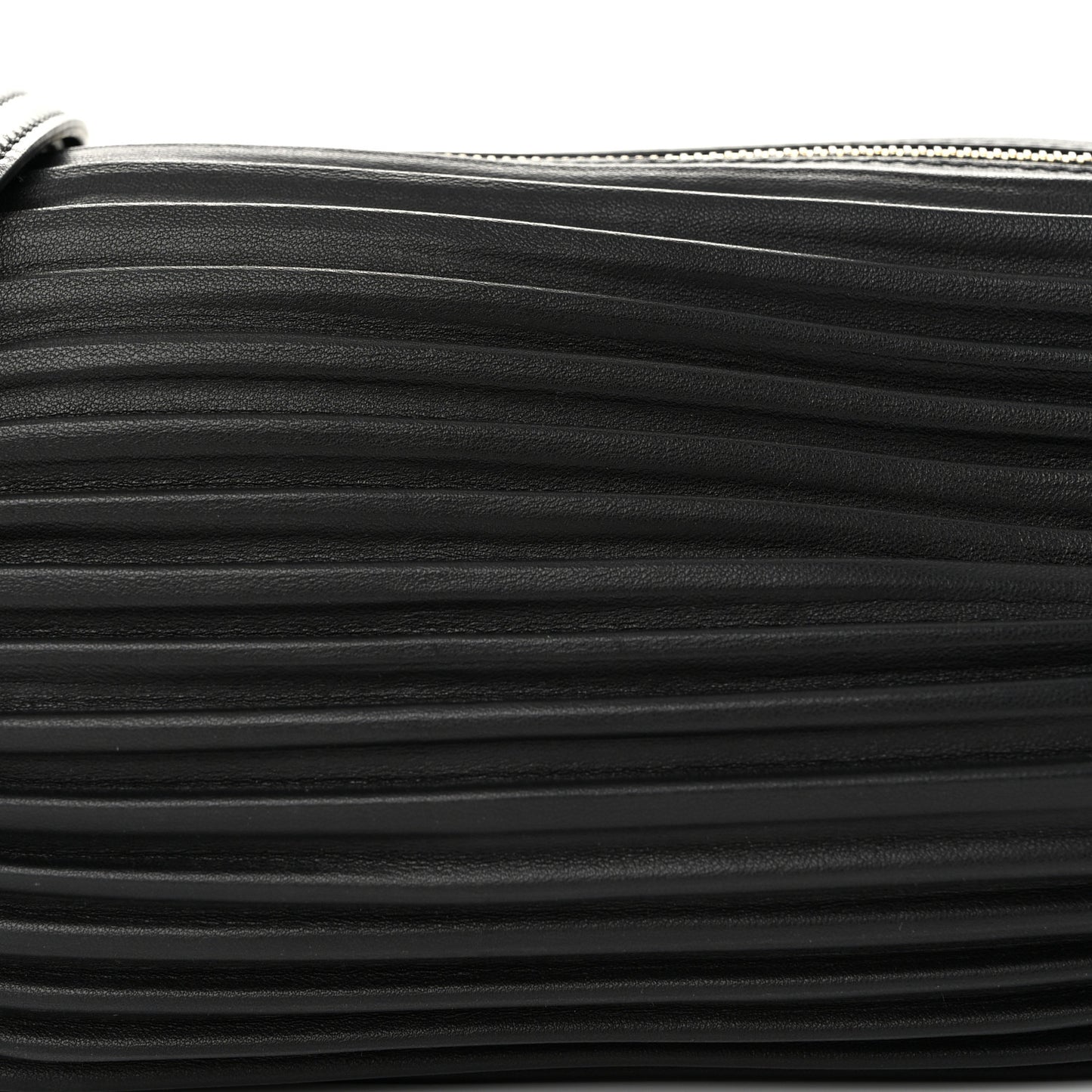 Lambskin Pleated Bracelet Pouch Shoulder Bag Black