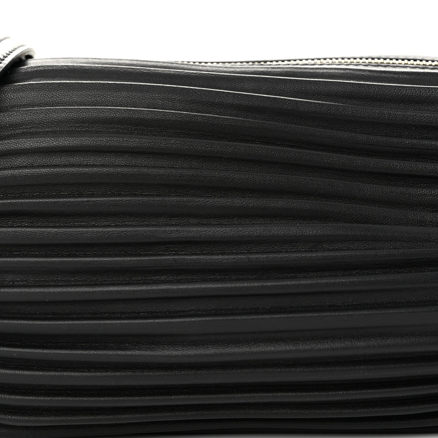 Loewe Lambskin Pleated Bracelet Pouch Shoulder Bag Black 7 of 9