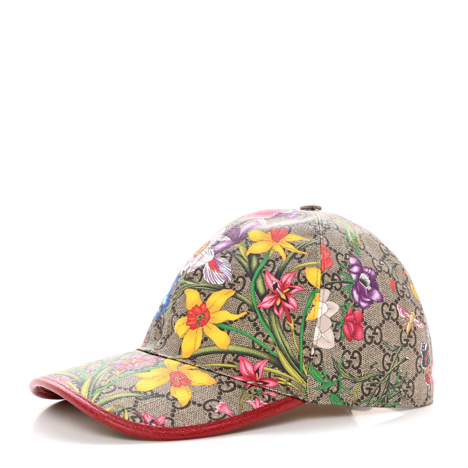 Gucci GG Supreme Flora Claudia Baseball Hat 59 XL Red 1 of 11