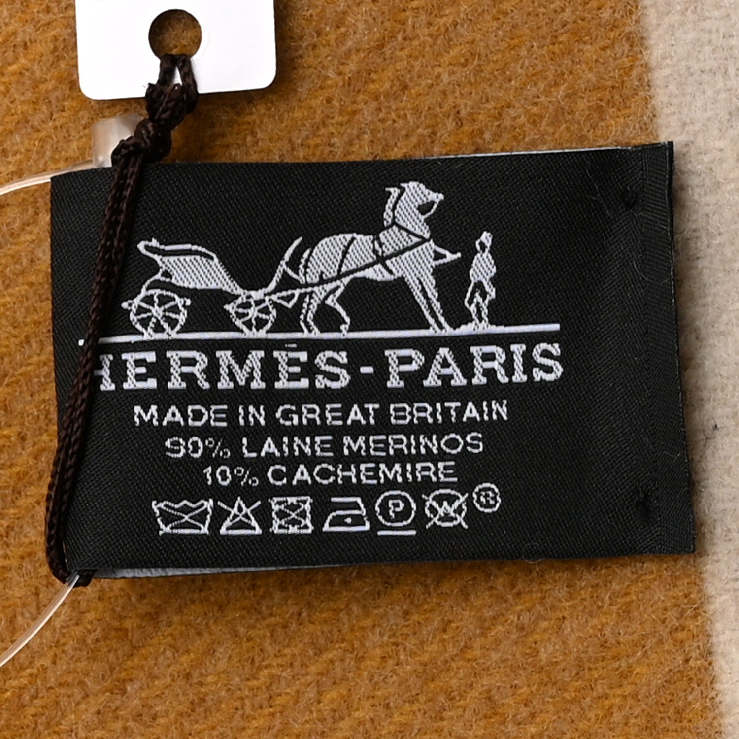 Hermes Merinos Wool Cashmere Cheval Cabriolet Blanket Sable 3 of 3