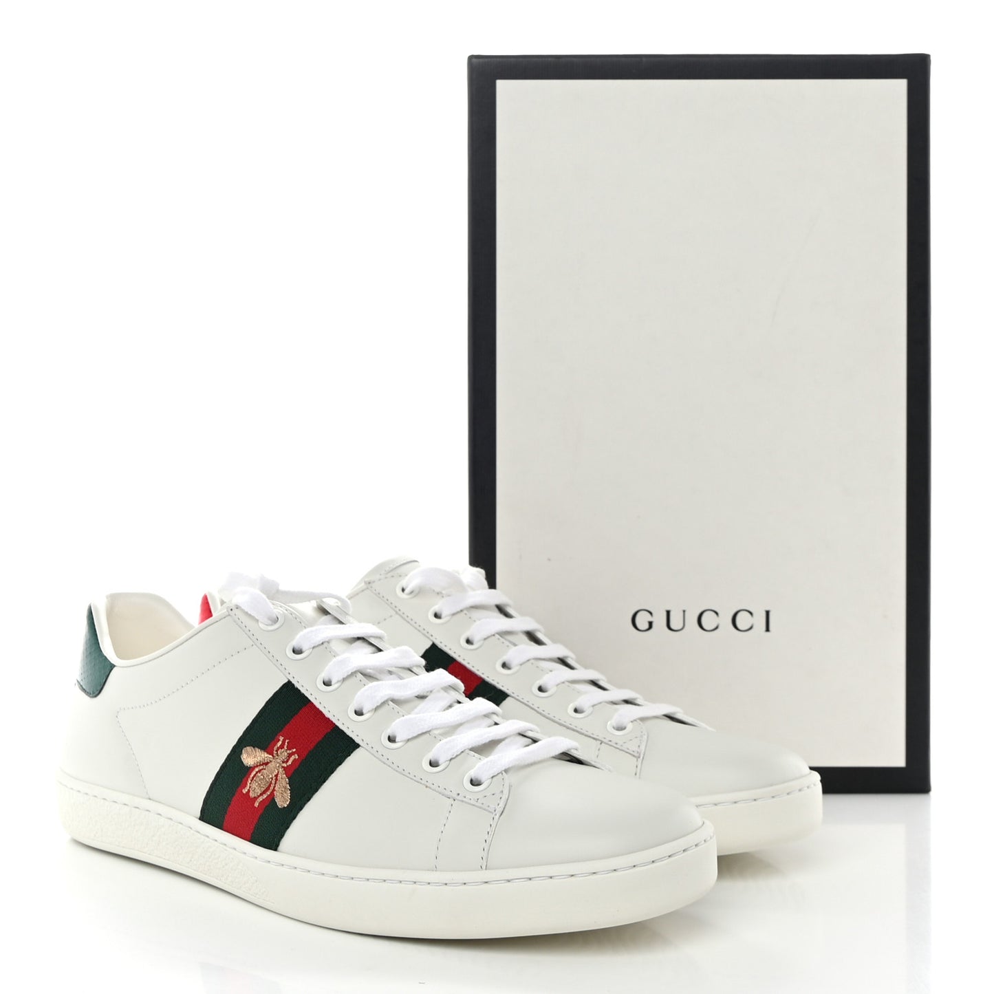 Calfskin Ayers Bee Embroidered Womens Ace Sneakers 41 White Green
