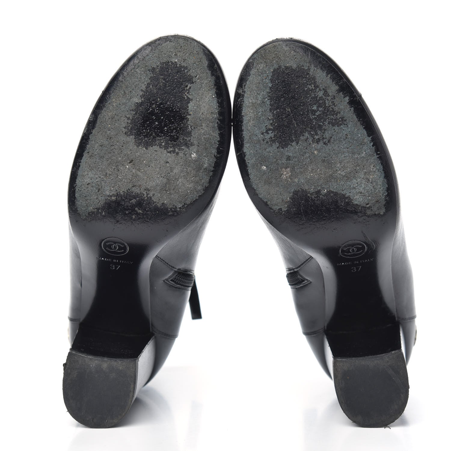 Chanel Tumbled Calfskin Cap Toe CC Short Boots 37 Black 5 of 11