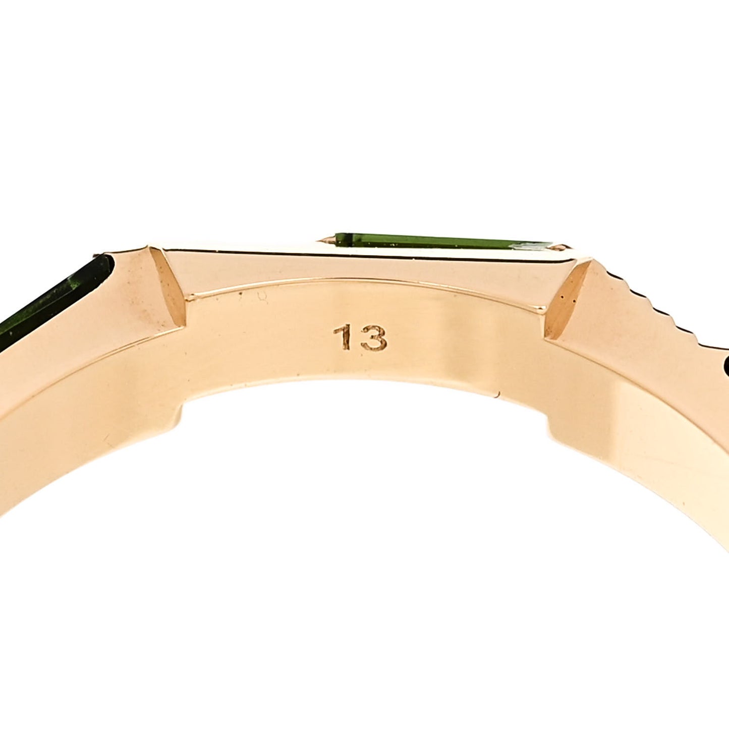 18K Yellow Gold Green Tourmaline Narrow Link to Love Ring 53 6.25