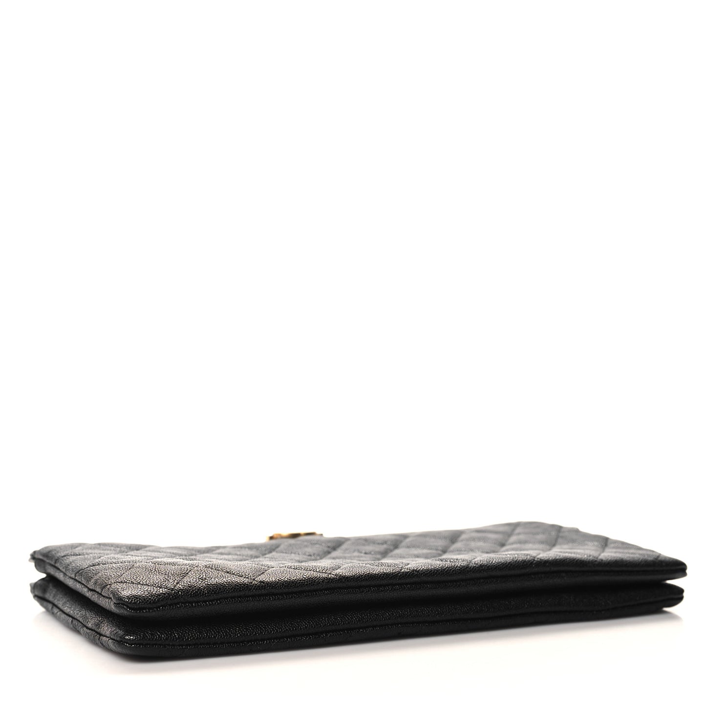 Caviar Quilted Small Zipped Boy Pouch Black