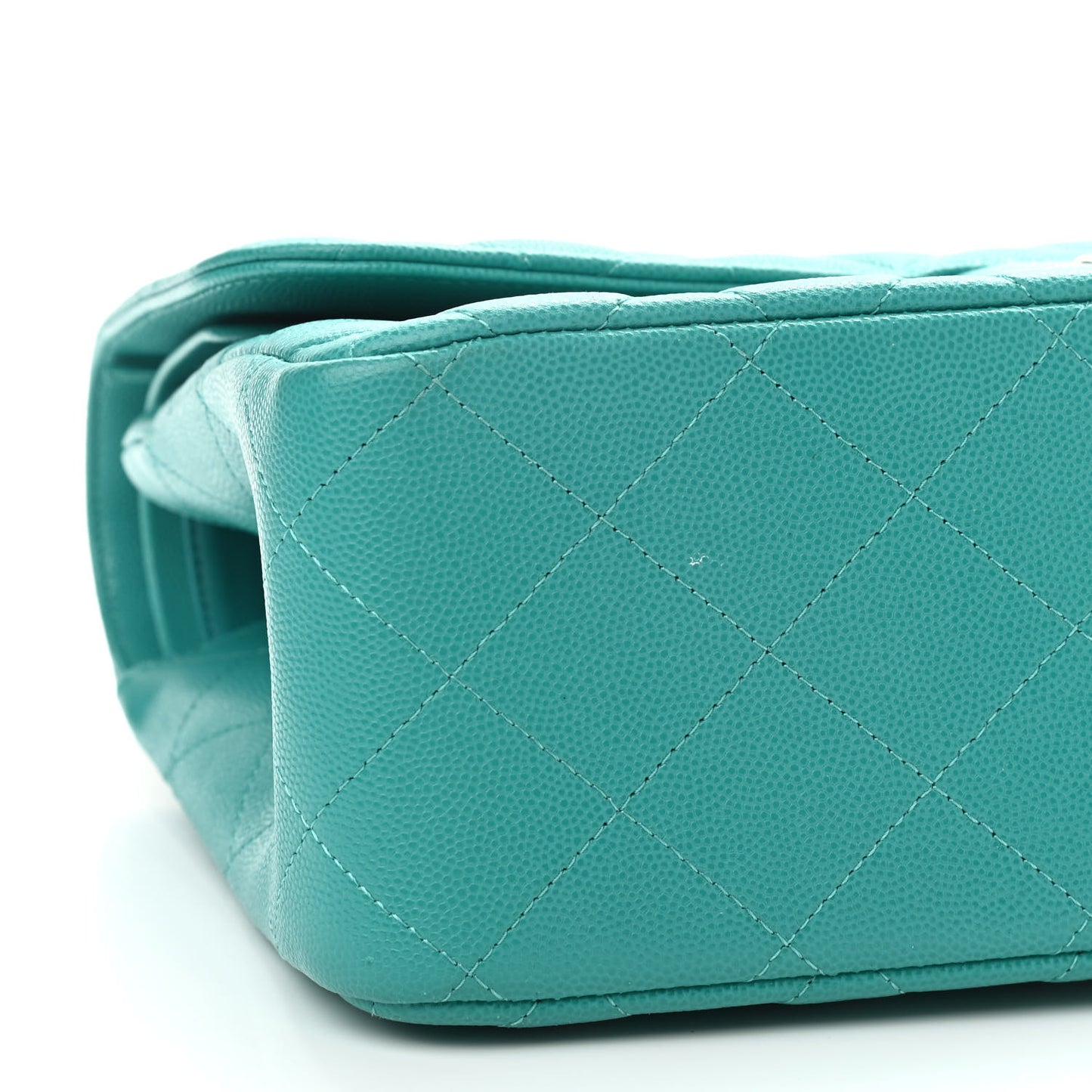 Caviar Quilted Jumbo Double Flap Turquoise