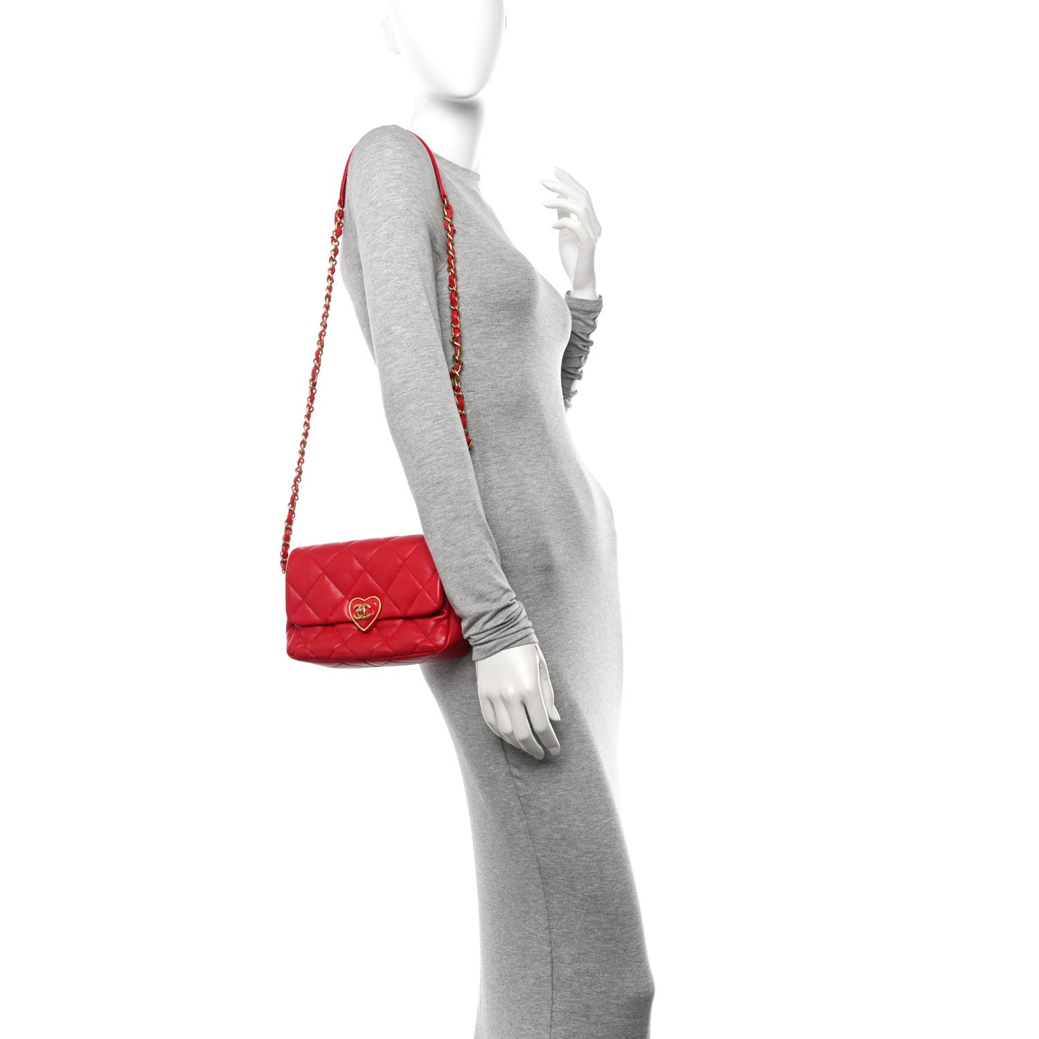 Chanel Lambskin Plexiglass Quilted Coco Love Flap Red 2 of 13
