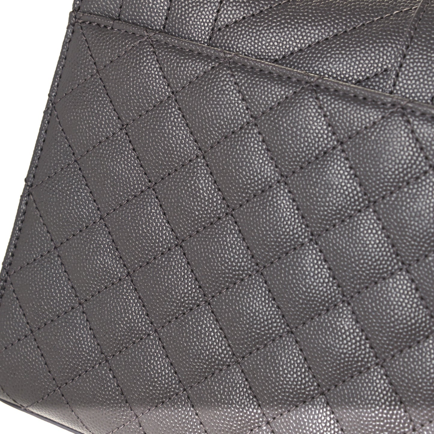 Grain De Poudre Textured Mixed Matelasse Medium Triquilt Monogram Satchel Fog