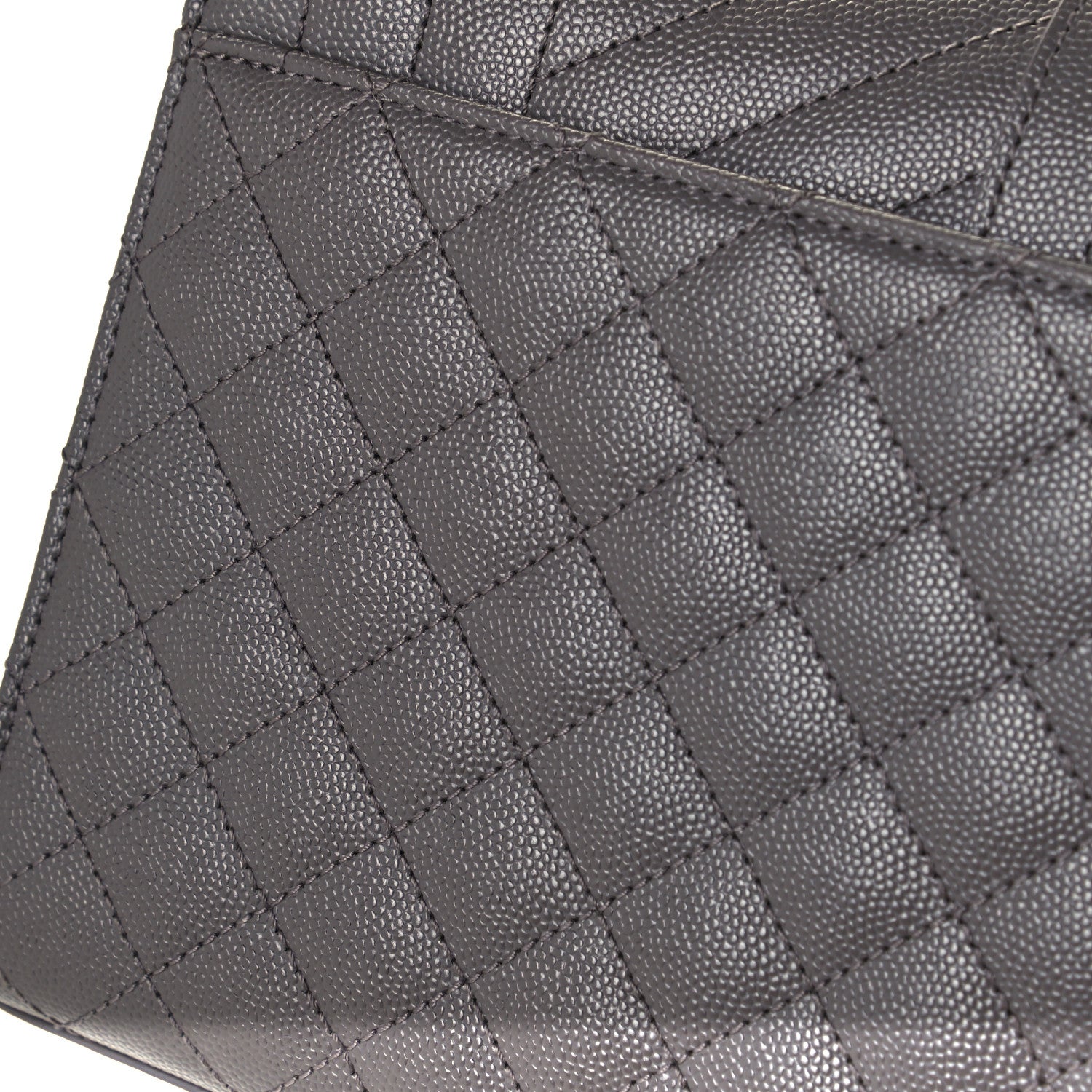 Saint Laurent Grain De Poudre Textured Mixed Matelasse Medium Triquilt Monogram Satchel Fog 12 of 12