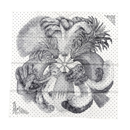 Hermes Silk Plumets Et Panaches Scarf 90 White Black Anthracite 1 of 5