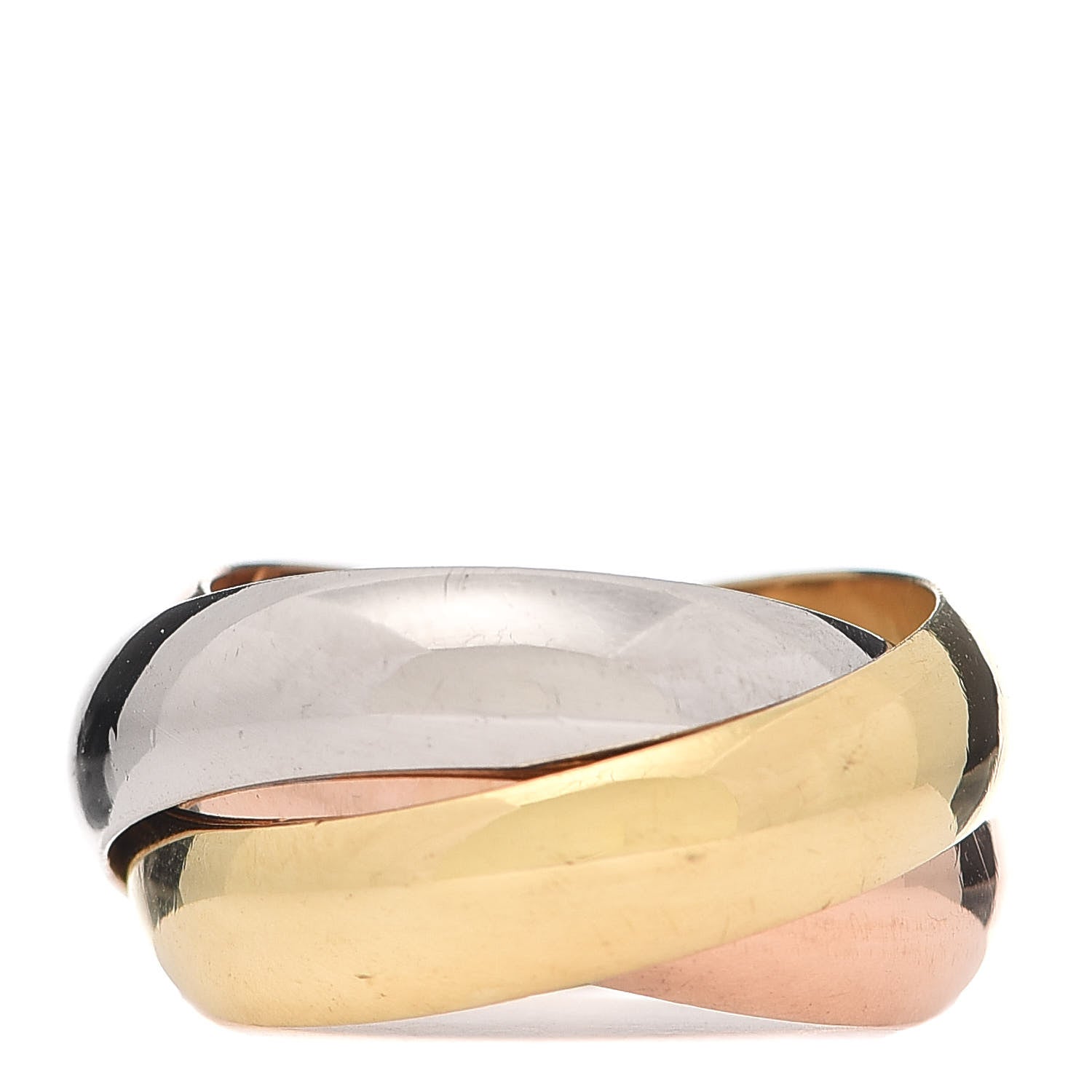 Cartier 18K Pink Yellow White Gold Large Trinity Ring 53 6.5 3 of 4