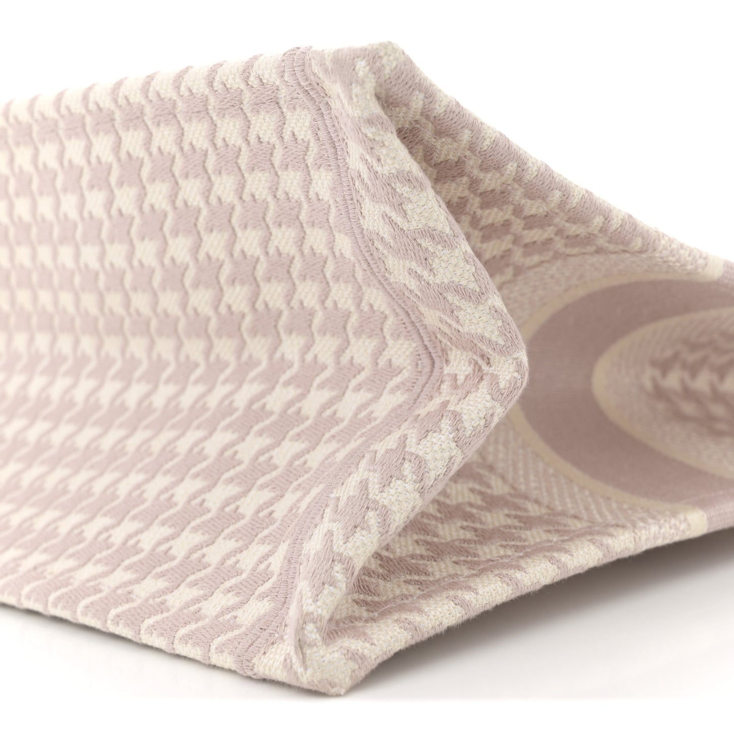Canvas Macro Houndstooth Embroidered Book Tote Pink White