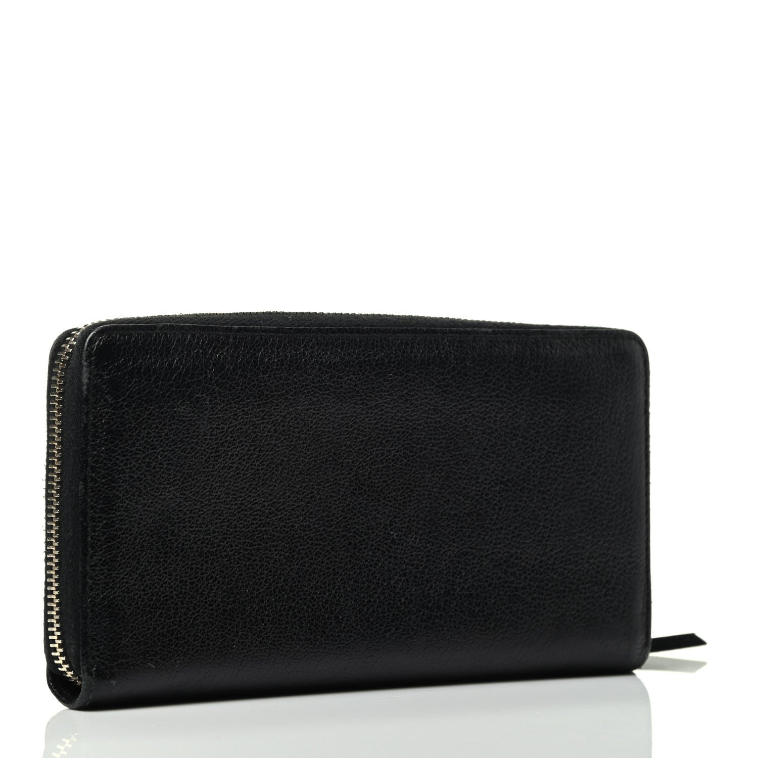 Balenciaga Chevre Gold Metallic Edge Hardware Continental Zip Around Wallet Black 2 of 3