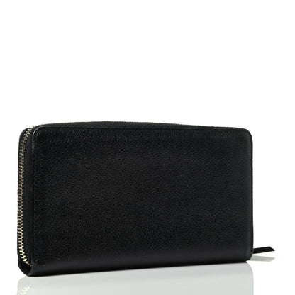 Balenciaga Chevre Gold Metallic Edge Hardware Continental Zip Around Wallet Black 2 of 3