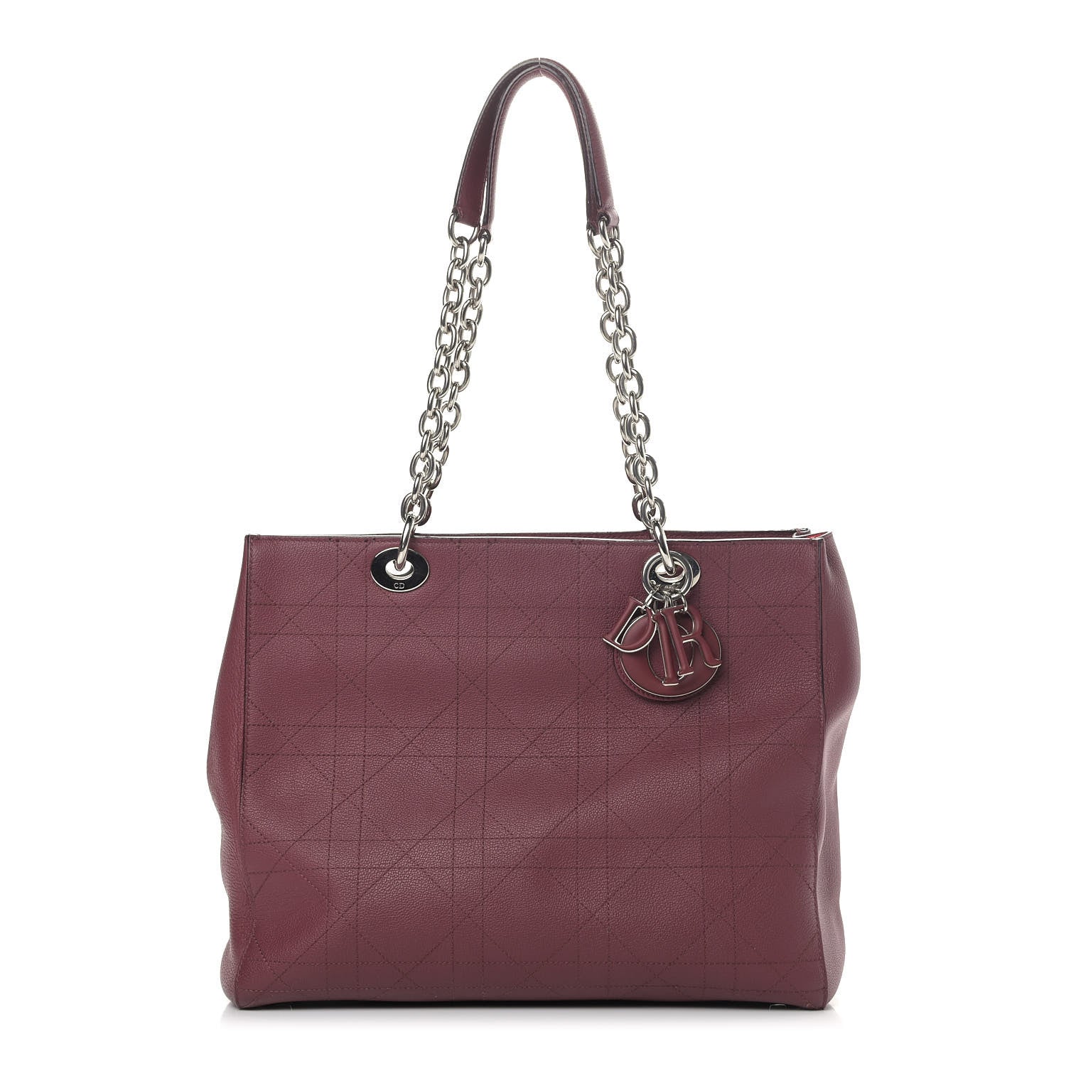 Christian Dior Grained Calfskin Cannage Medium Ultradior Tote Burgundy 1 of 13