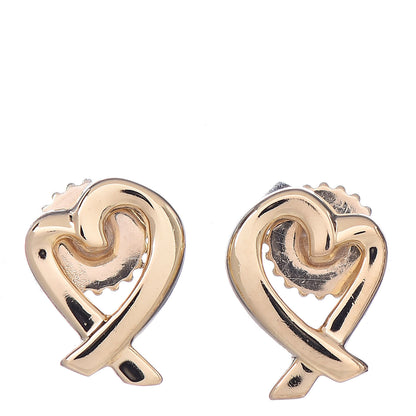 Tiffany 18K Yellow Gold Mini Paloma Picasso Loving Heart Earrings 1 of 5