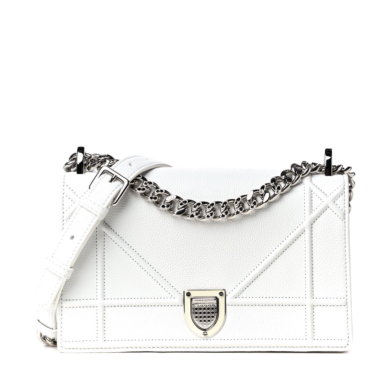 Christian Dior Grained Calfskin Small Diorama Flap Bag White 1 of 4