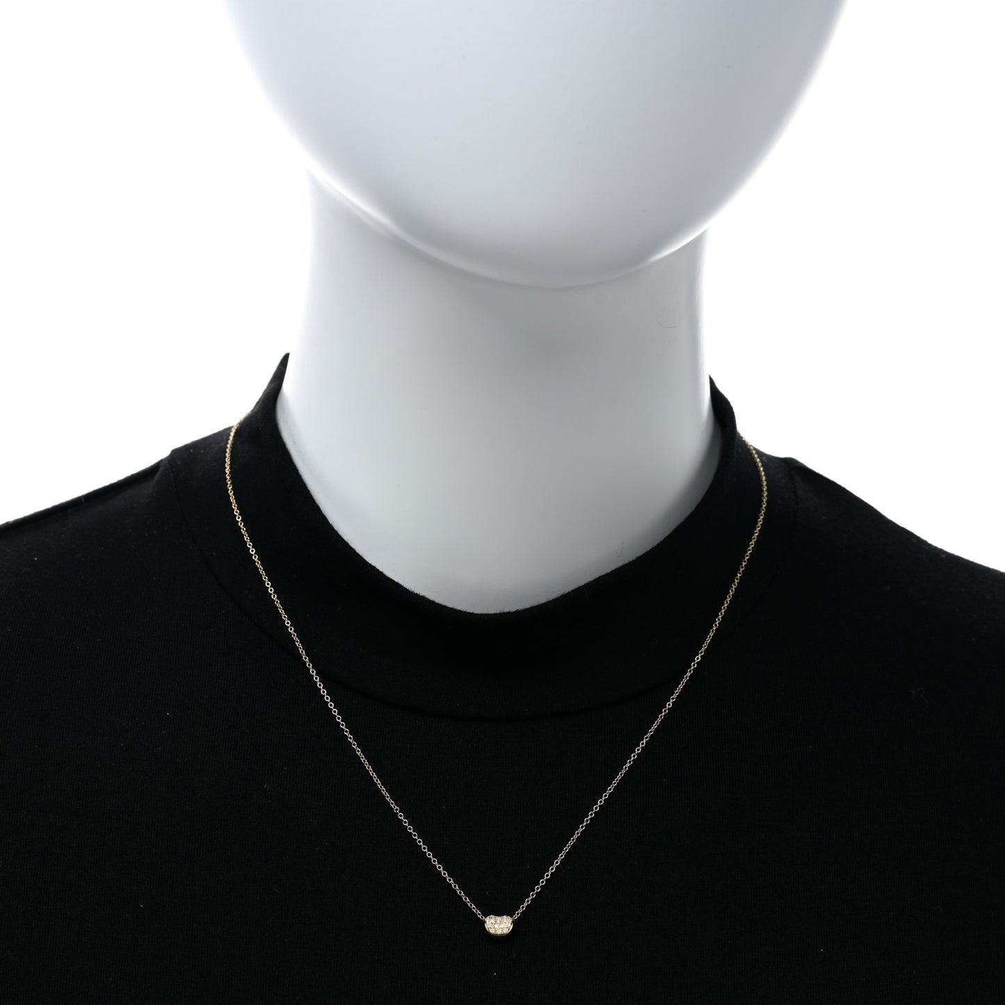 18K Yellow Gold Diamond Elsa Peretti 6.5mm Bean Pendant Necklace