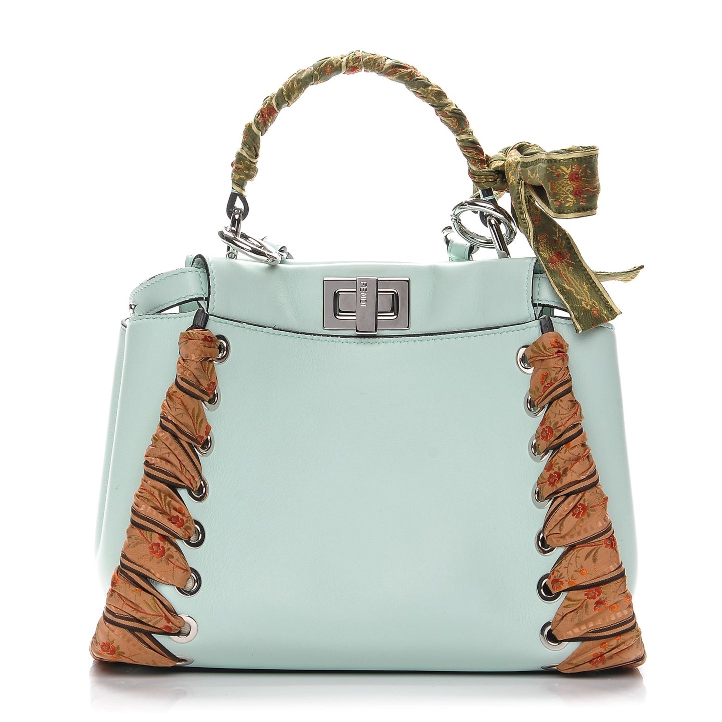 Nappa Ribbon Lace Up Mini Peekaboo Iconic Satchel Fairy Green