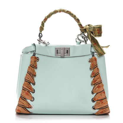 Fendi Nappa Ribbon Lace Up Mini Peekaboo Iconic Satchel Fairy Green 1 of 12