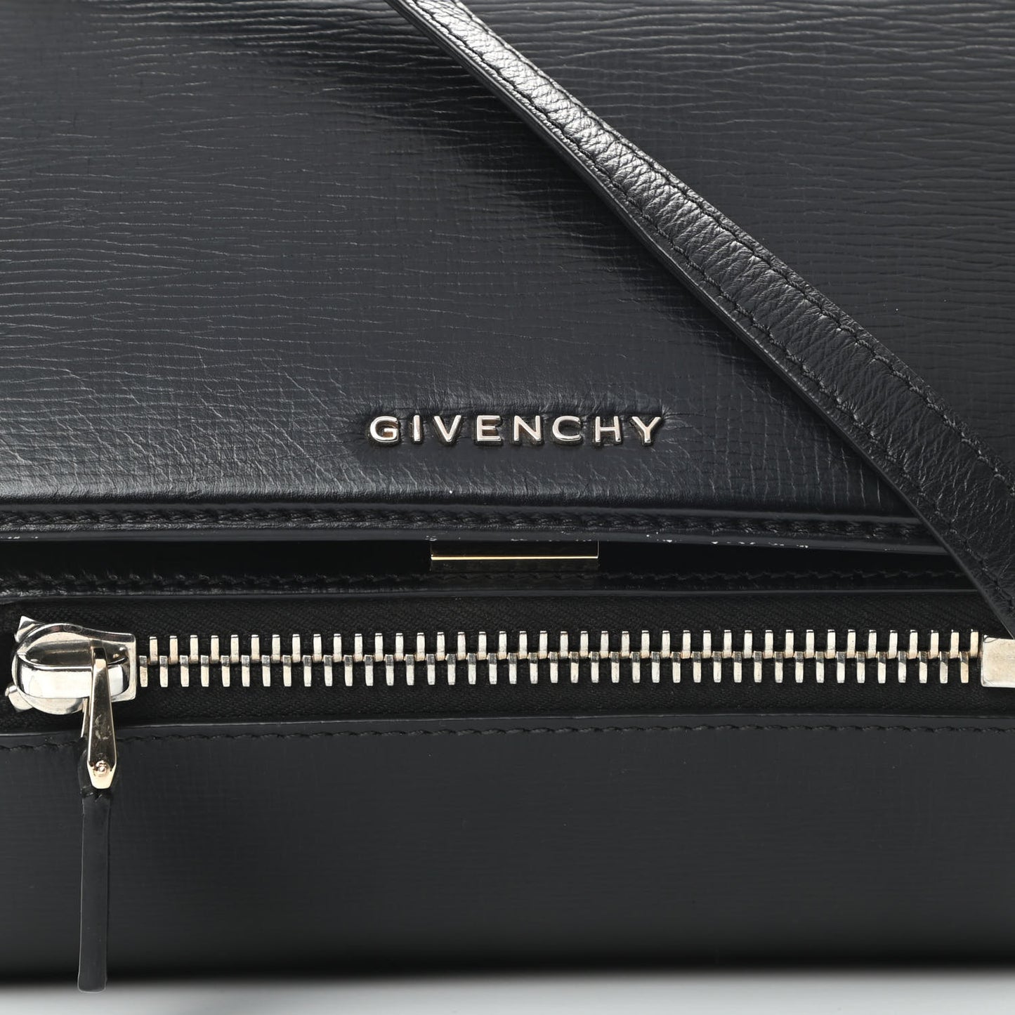Textured Calfskin Mini Pandora Box Crossbody Bag Black