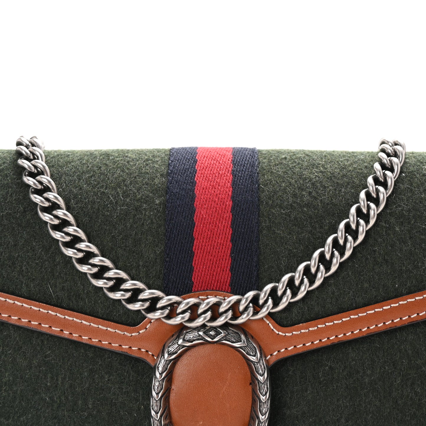 Loden Fabric Cuoio Harness Web Mini Dionysus Chain Wallet Underwood Harness Brown