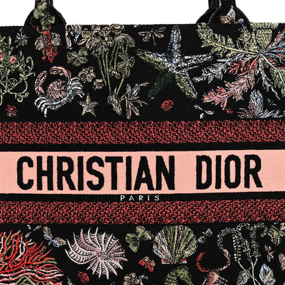 Christian Dior Canvas Embroidered Medium Cabinet De Curiosites Book Tote Black Multicolor 8 of 11