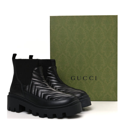 Gucci Calfskin Nappa Matelasse Frances Chelsea Boots 38.5 Black 13 of 13