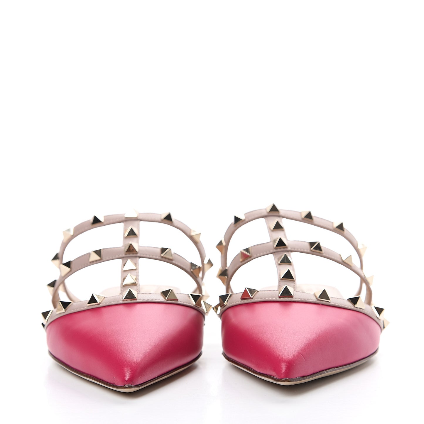 Calfskin Rockstud Flat Cage Mules 38 Fuxia Poudre