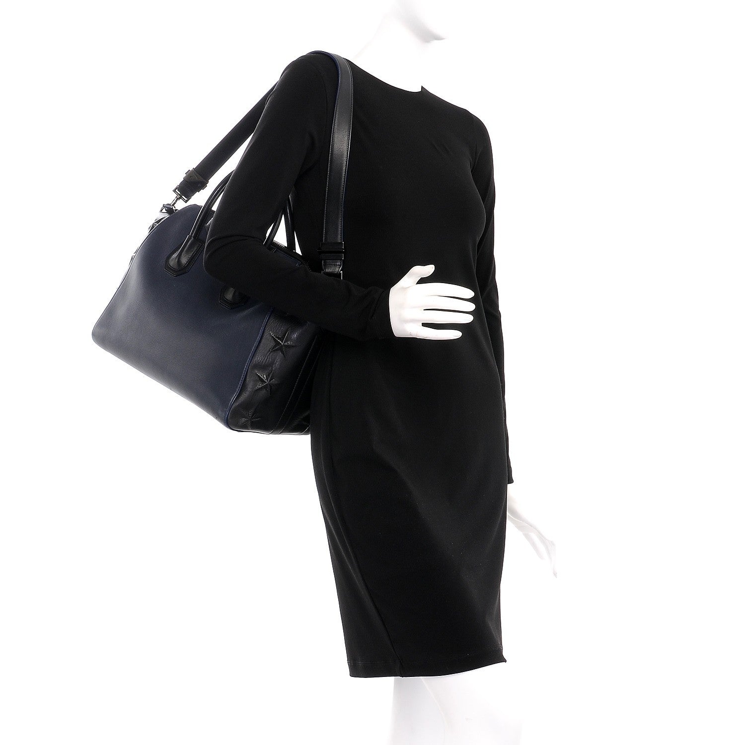 Givenchy Smooth Calfskin Star Embossed Medium Antigona Black Blue 2 of 14