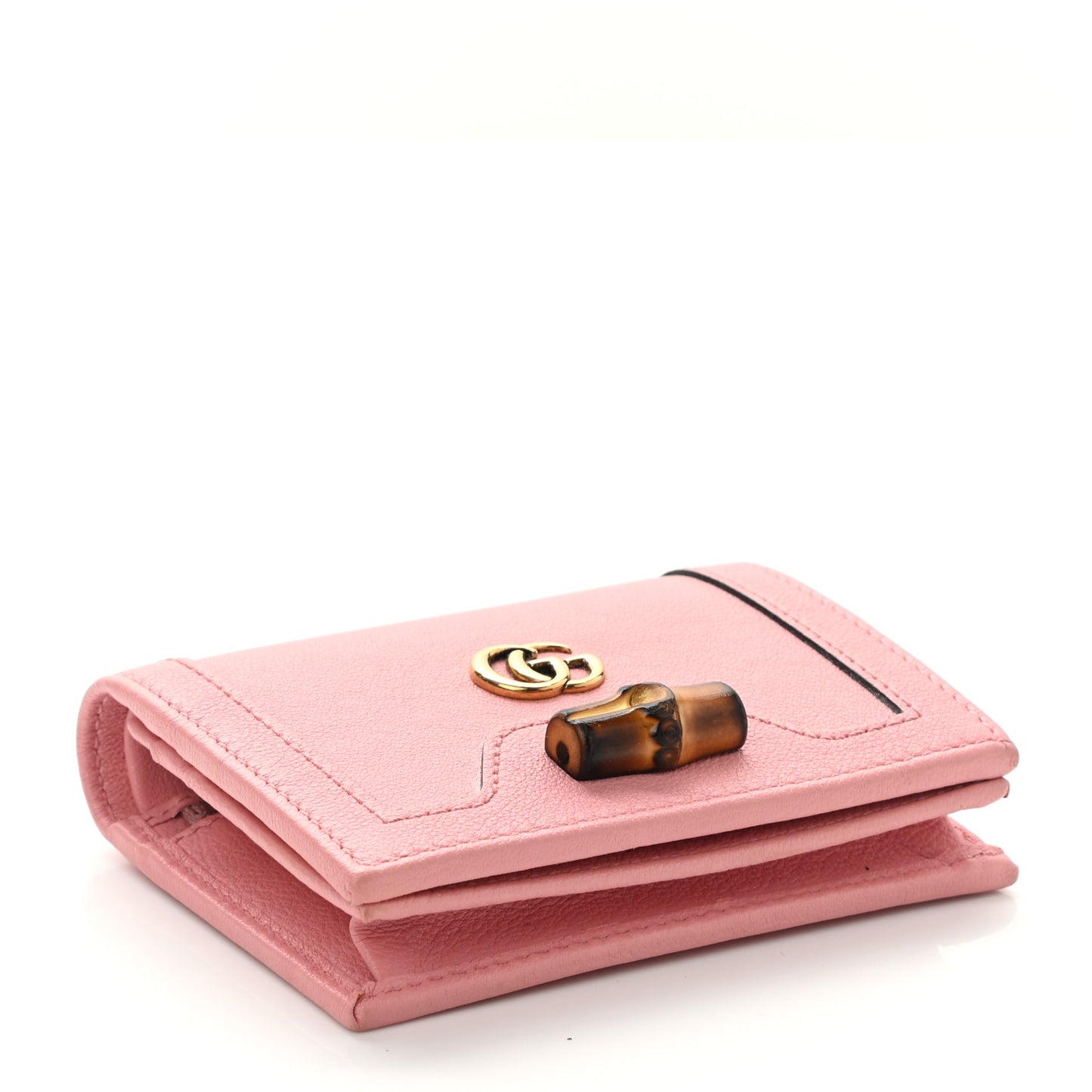 Wonka Grain Calfskin Diana Card Case Wallet Wild Rose