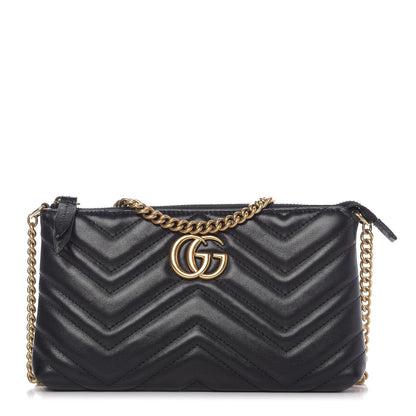 Gucci Calfskin Matelasse Mini GG Marmont Chain Bag Black 1 of 8