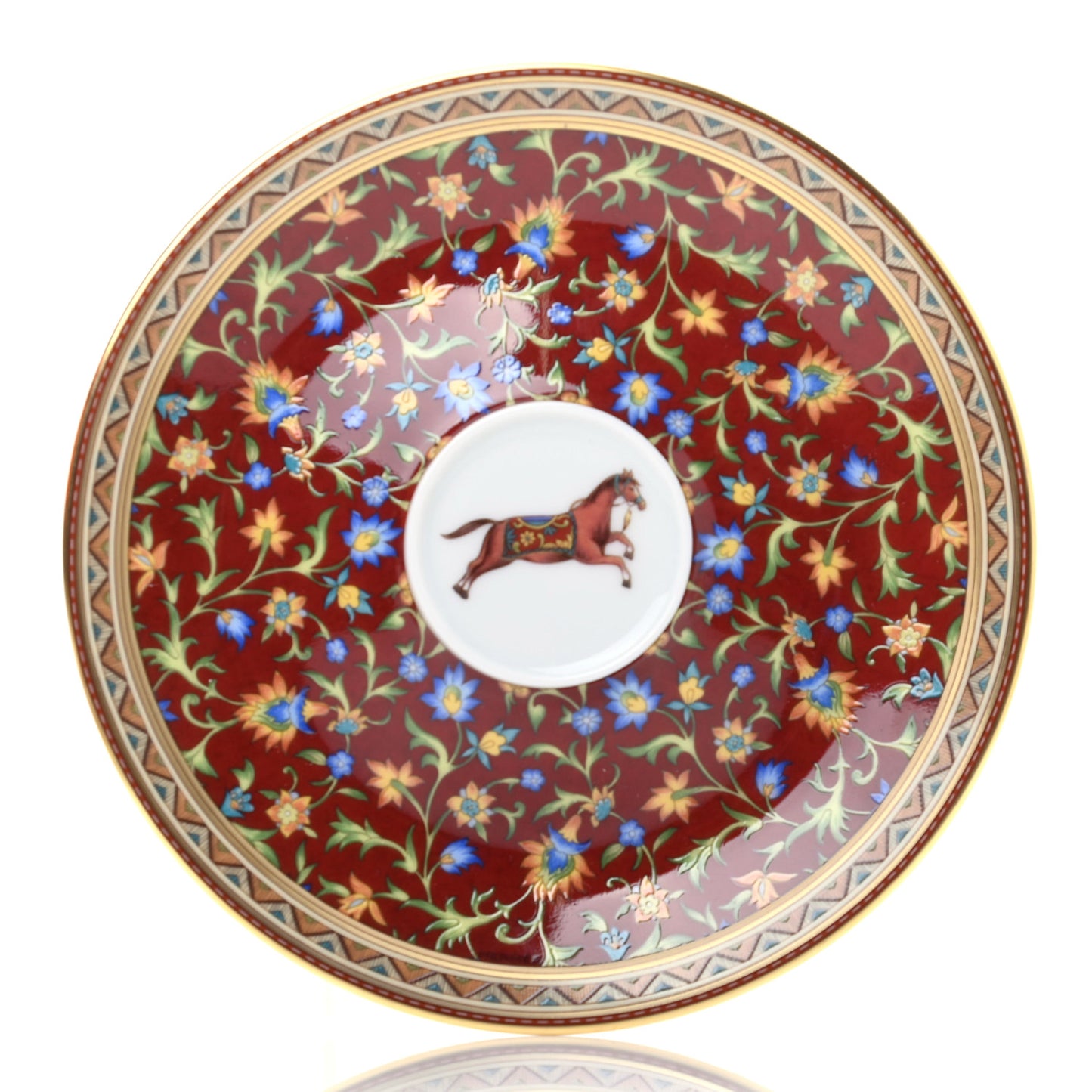 Porcelain Cheval d'Orient Coffee Cup and Saucer Set of 2
